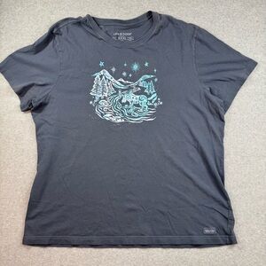 Life is Good Crusher‎ Tee Moose Mountain Stream  Blue Cotton T-shirt Men’s XXXL